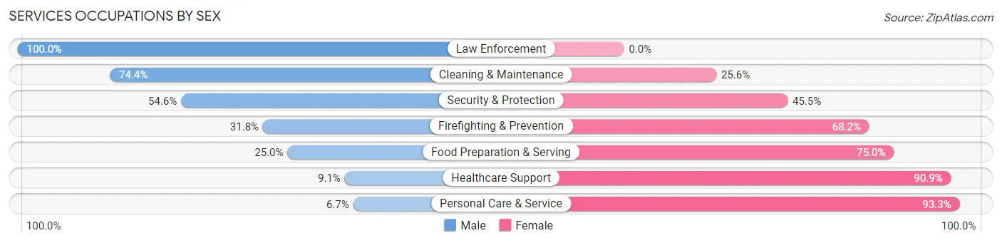Services Occupations by Sex in Zip Code 55439