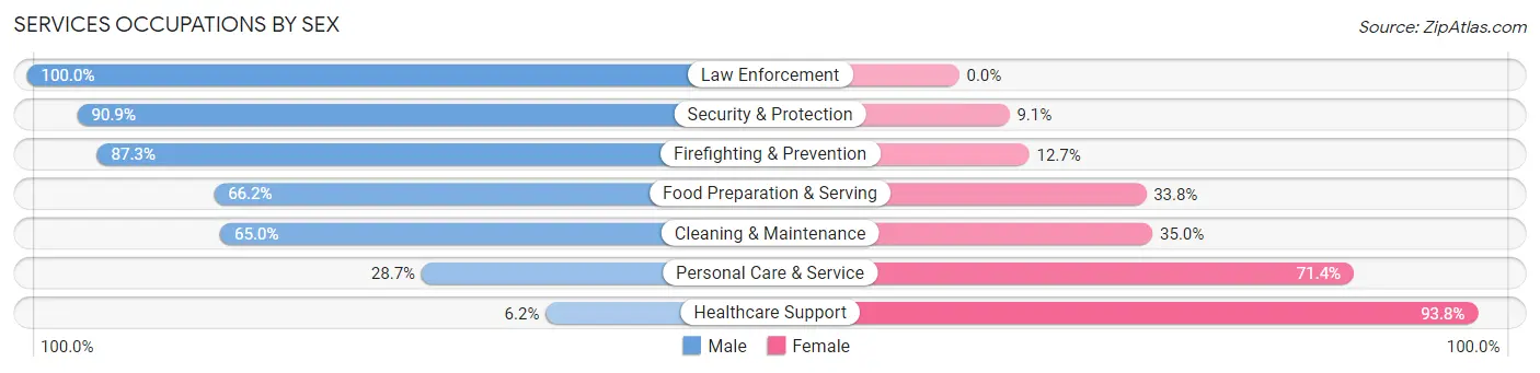 Services Occupations by Sex in Zip Code 55441