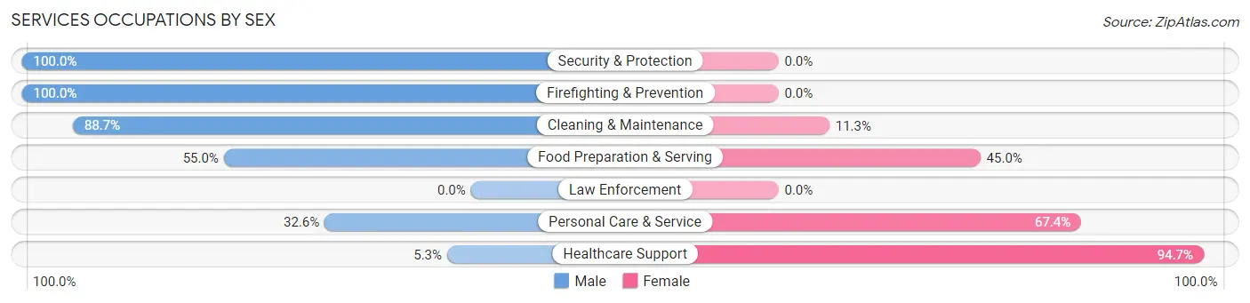 Services Occupations by Sex in Zip Code 55445
