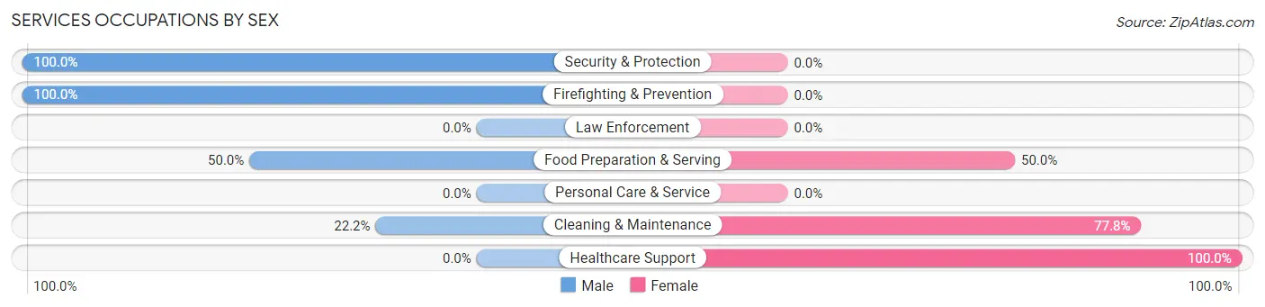 Services Occupations by Sex in Zip Code 55602