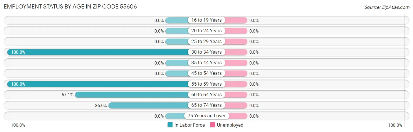 Employment Status by Age in Zip Code 55606