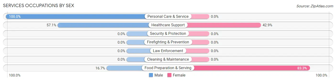Services Occupations by Sex in Zip Code 55607