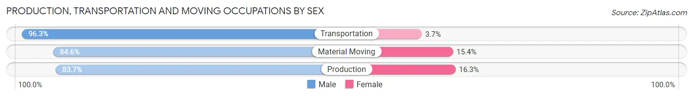 Production, Transportation and Moving Occupations by Sex in Zip Code 55732