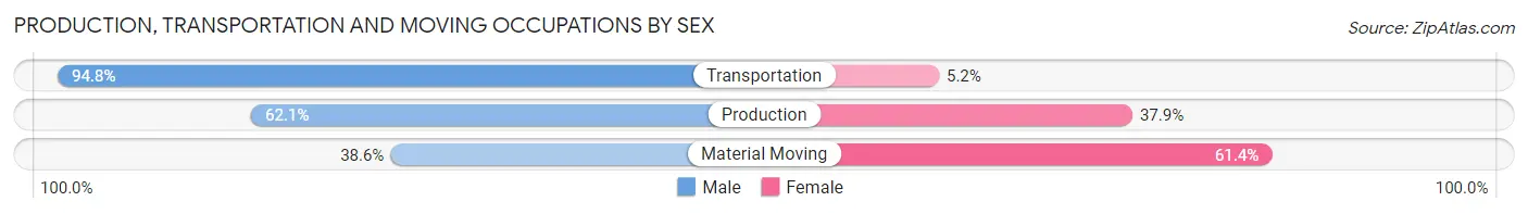 Production, Transportation and Moving Occupations by Sex in Zip Code 55744