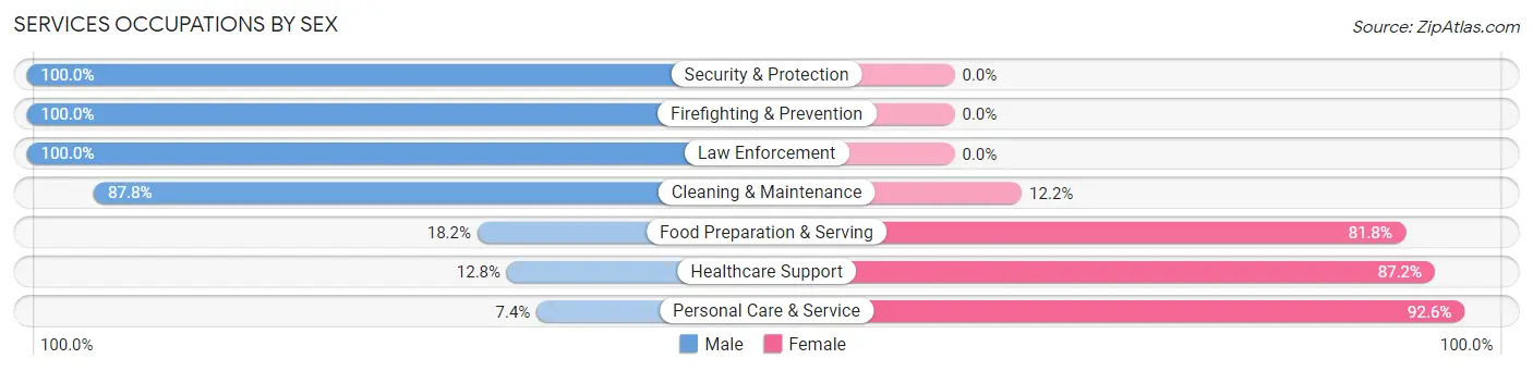 Services Occupations by Sex in Zip Code 55760