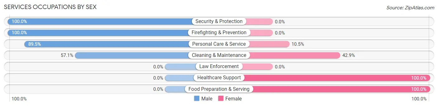 Services Occupations by Sex in Zip Code 55764