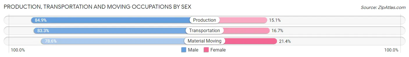 Production, Transportation and Moving Occupations by Sex in Zip Code 55767