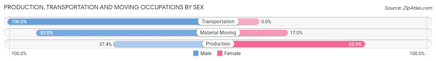 Production, Transportation and Moving Occupations by Sex in Zip Code 55768