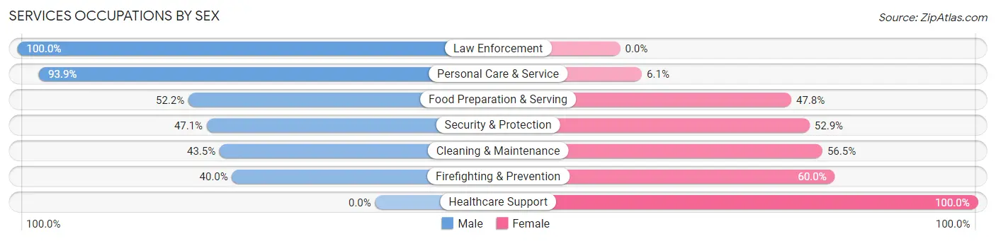Services Occupations by Sex in Zip Code 55771