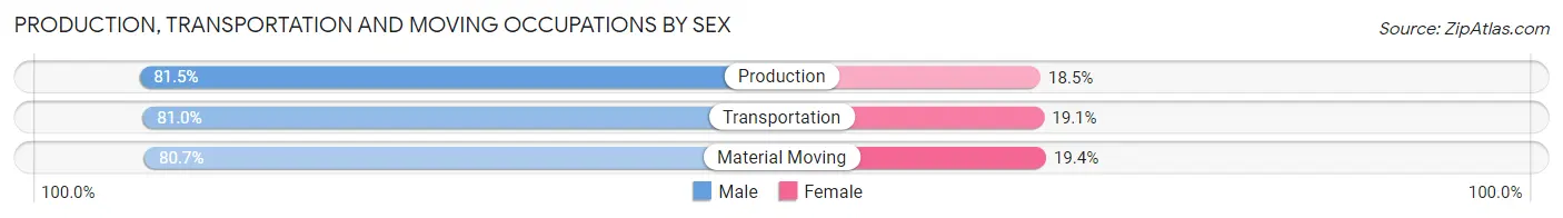 Production, Transportation and Moving Occupations by Sex in Zip Code 55797