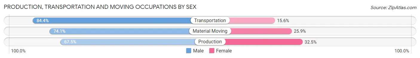 Production, Transportation and Moving Occupations by Sex in Zip Code 55805