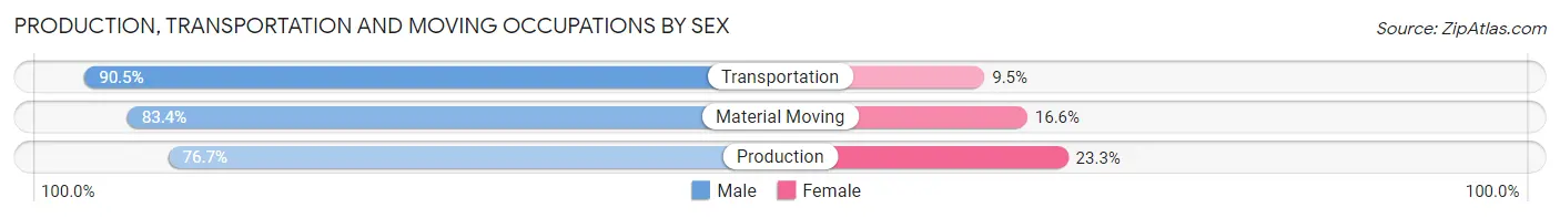 Production, Transportation and Moving Occupations by Sex in Zip Code 55807