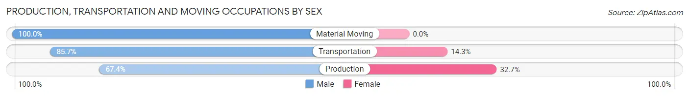 Production, Transportation and Moving Occupations by Sex in Zip Code 55909