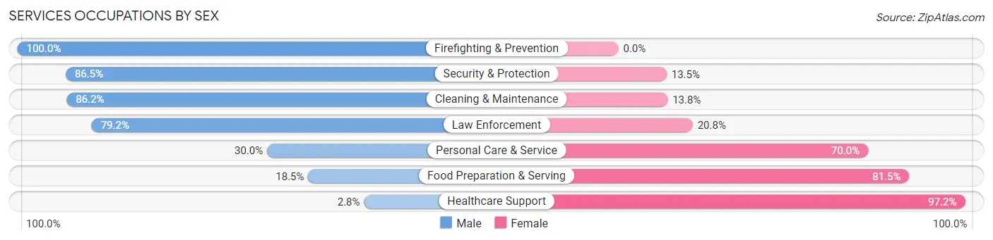 Services Occupations by Sex in Zip Code 55940