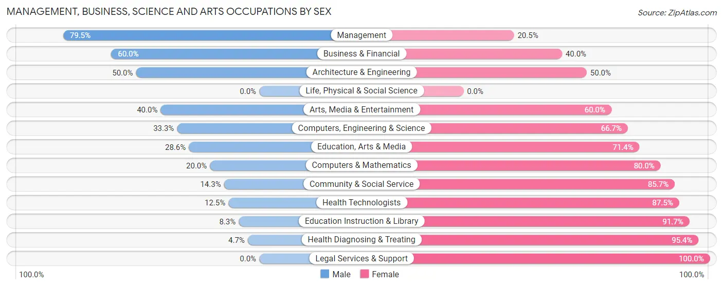 Management, Business, Science and Arts Occupations by Sex in Zip Code 55941