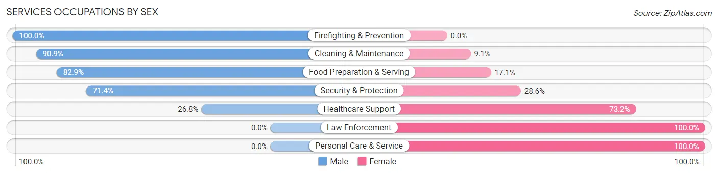 Services Occupations by Sex in Zip Code 55945