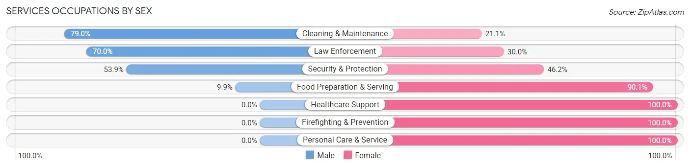 Services Occupations by Sex in Zip Code 55952