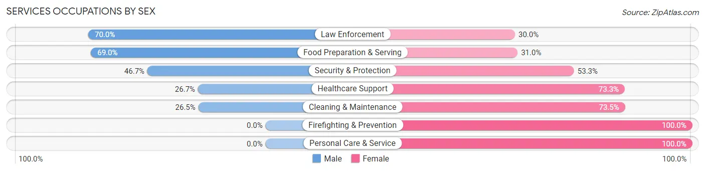 Services Occupations by Sex in Zip Code 55960