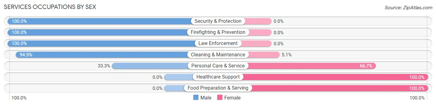 Services Occupations by Sex in Zip Code 55963