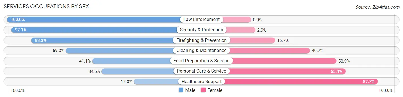 Services Occupations by Sex in Zip Code 55964