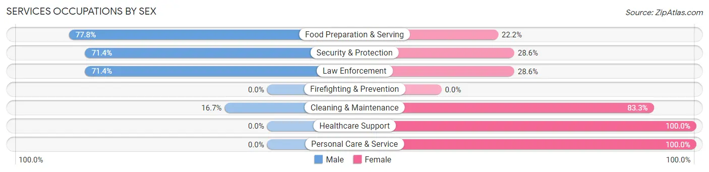Services Occupations by Sex in Zip Code 55969