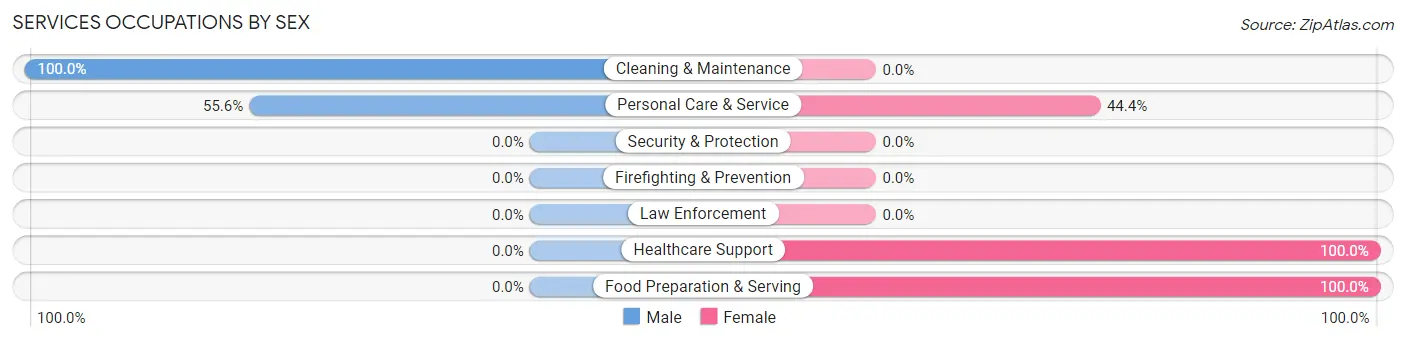 Services Occupations by Sex in Zip Code 55973