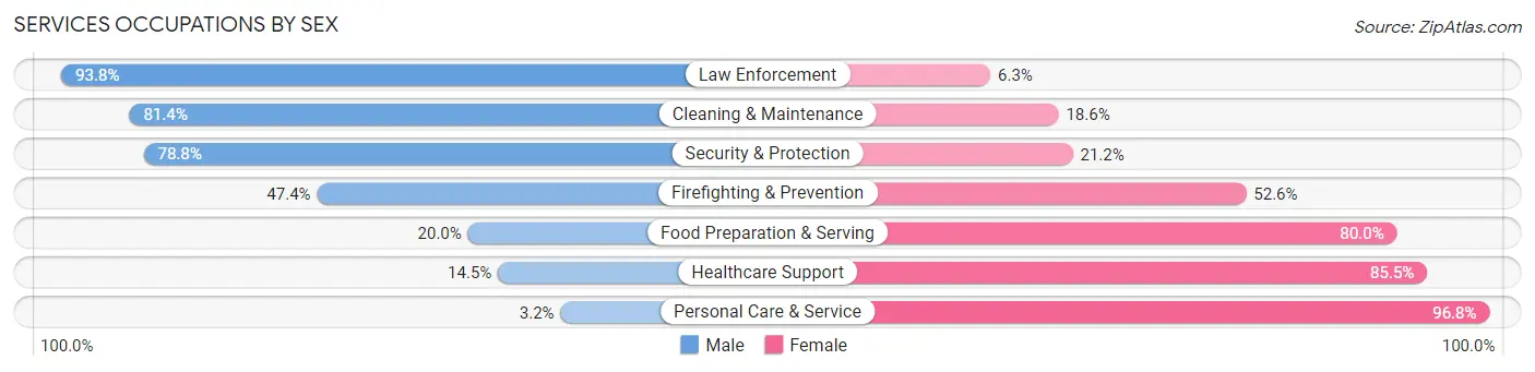 Services Occupations by Sex in Zip Code 55976