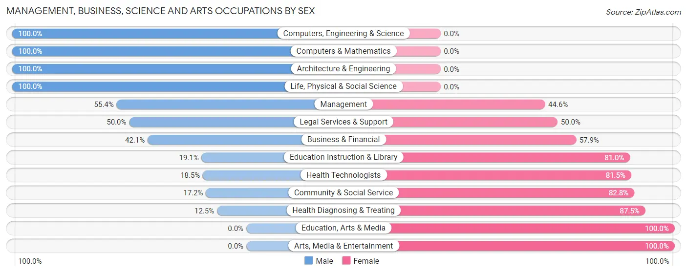 Management, Business, Science and Arts Occupations by Sex in Zip Code 55983