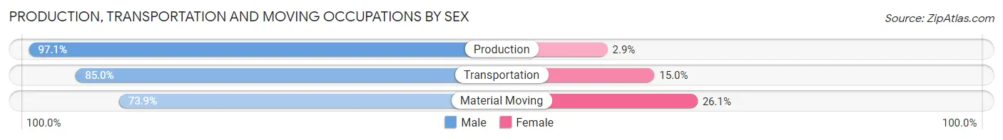 Production, Transportation and Moving Occupations by Sex in Zip Code 55990