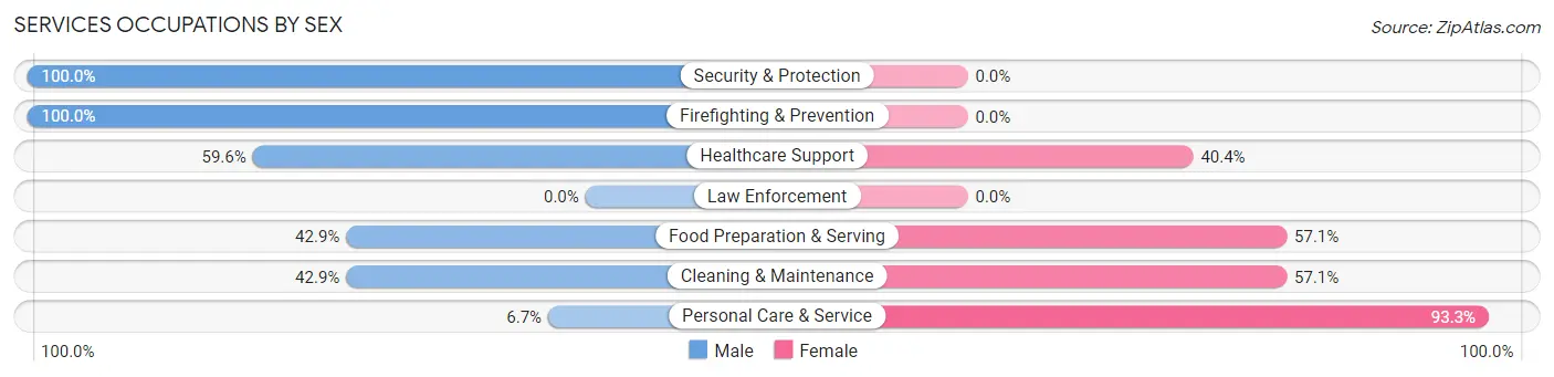 Services Occupations by Sex in Zip Code 55991