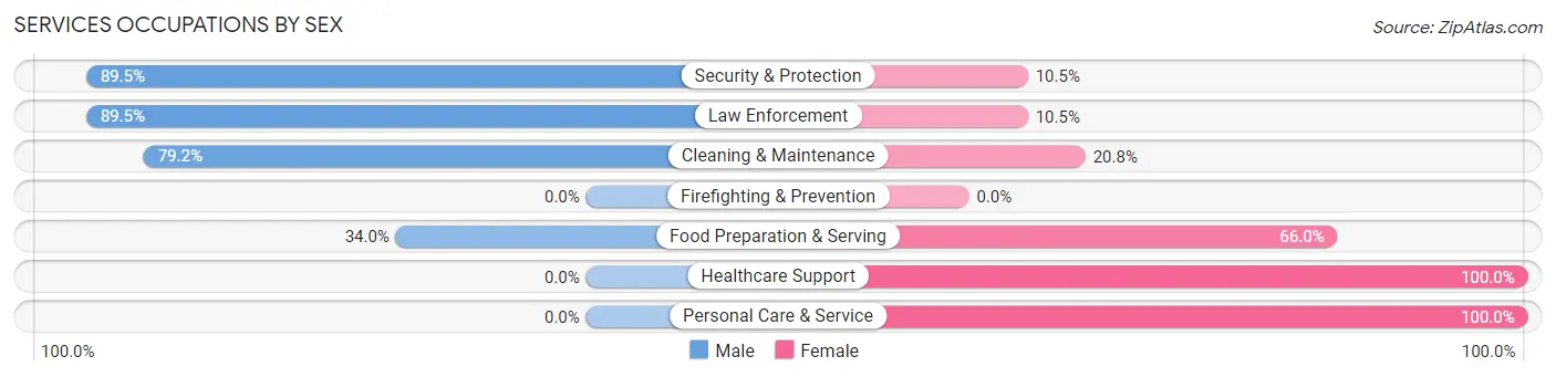 Services Occupations by Sex in Zip Code 56017