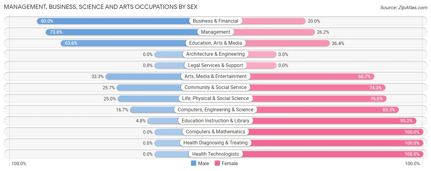 Management, Business, Science and Arts Occupations by Sex in Zip Code 56019
