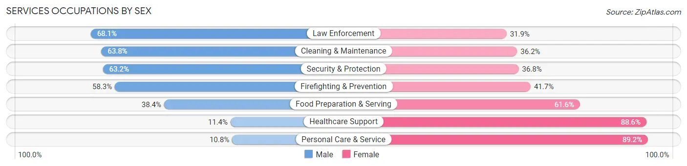 Services Occupations by Sex in Zip Code 56024