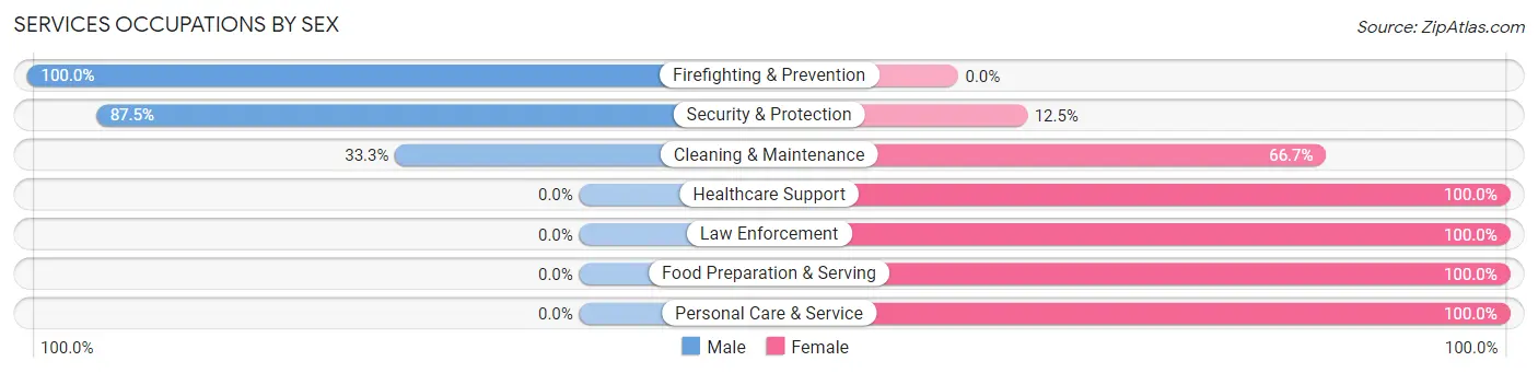 Services Occupations by Sex in Zip Code 56033