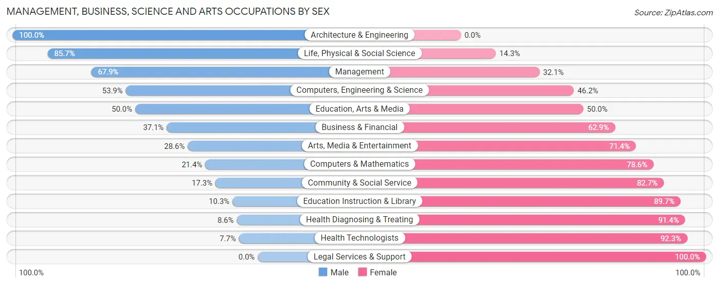 Management, Business, Science and Arts Occupations by Sex in Zip Code 56036