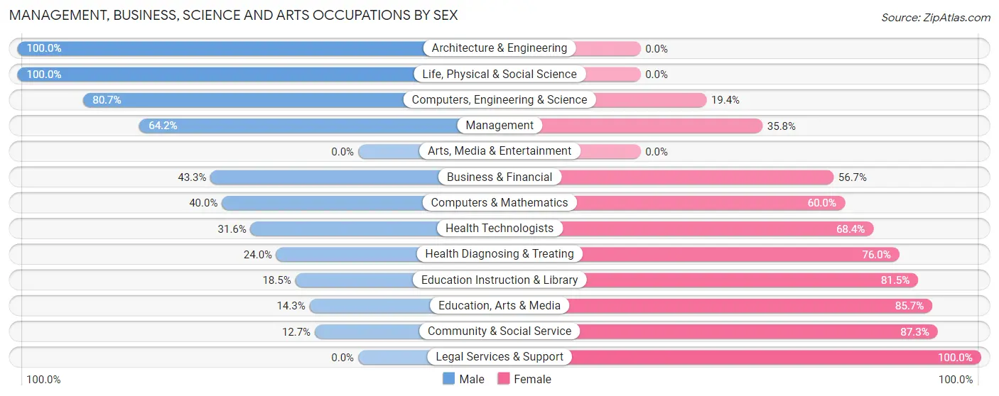Management, Business, Science and Arts Occupations by Sex in Zip Code 56037
