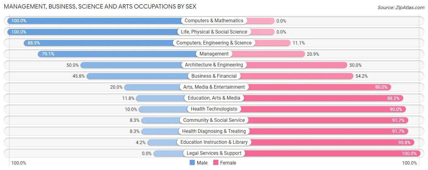 Management, Business, Science and Arts Occupations by Sex in Zip Code 56041