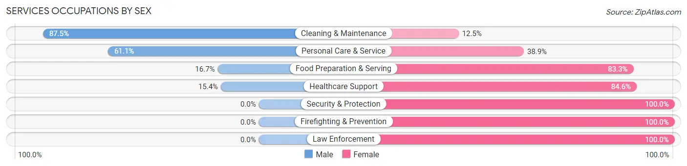 Services Occupations by Sex in Zip Code 56052