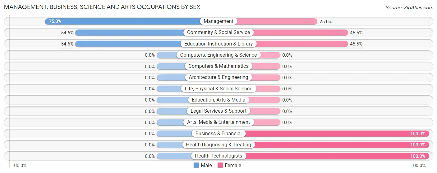 Management, Business, Science and Arts Occupations by Sex in Zip Code 56060