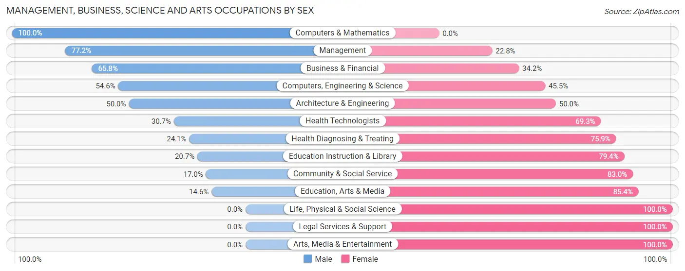 Management, Business, Science and Arts Occupations by Sex in Zip Code 56062