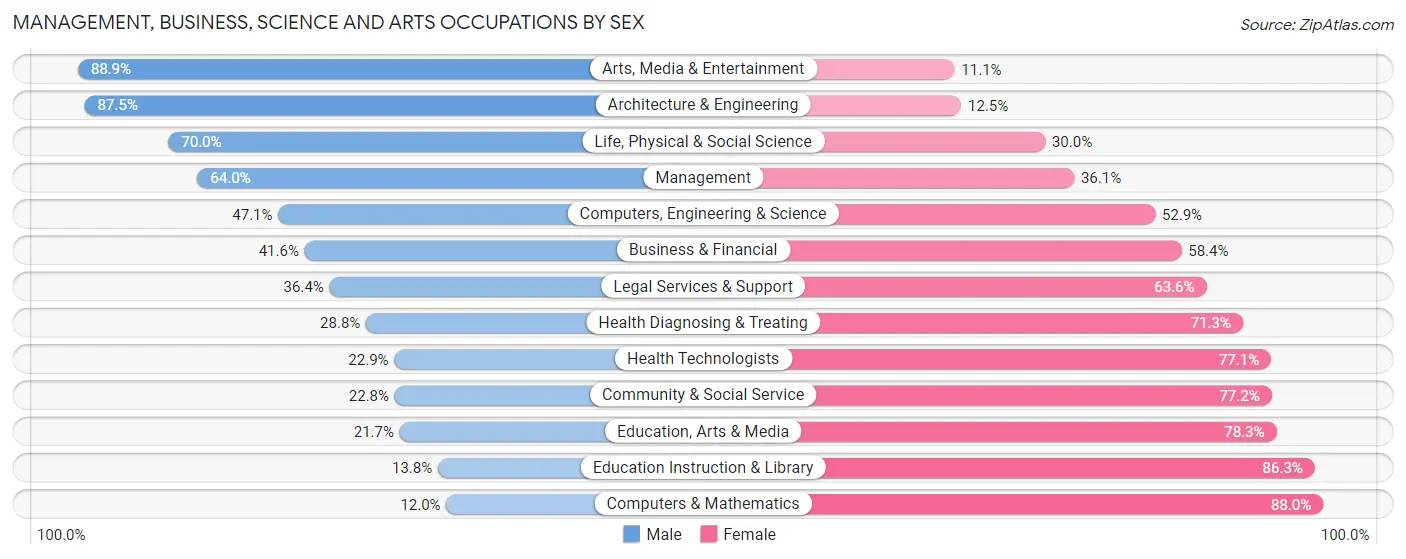 Management, Business, Science and Arts Occupations by Sex in Zip Code 56065