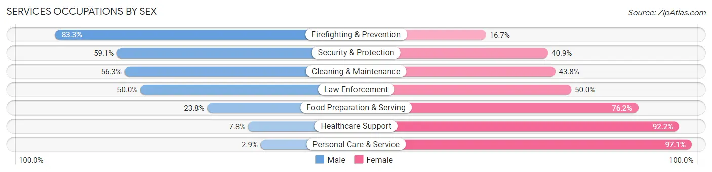 Services Occupations by Sex in Zip Code 56072