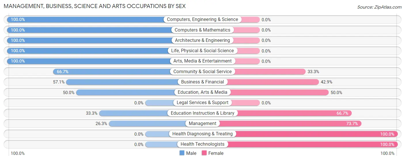Management, Business, Science and Arts Occupations by Sex in Zip Code 56078