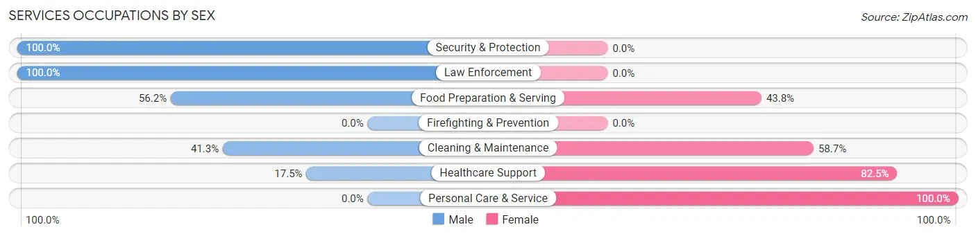 Services Occupations by Sex in Zip Code 56081