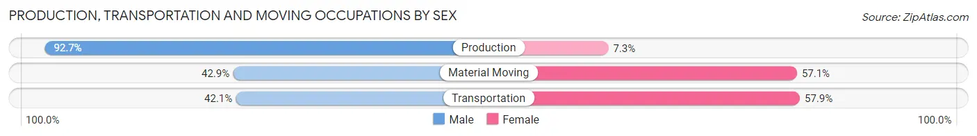 Production, Transportation and Moving Occupations by Sex in Zip Code 56083