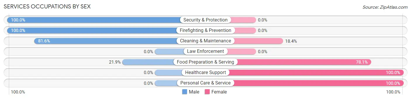 Services Occupations by Sex in Zip Code 56085