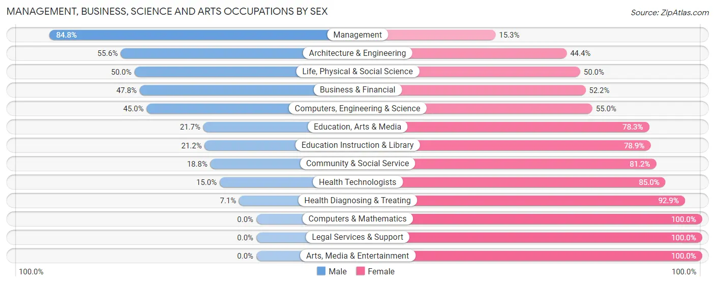 Management, Business, Science and Arts Occupations by Sex in Zip Code 56088