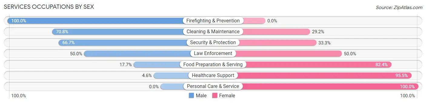 Services Occupations by Sex in Zip Code 56088