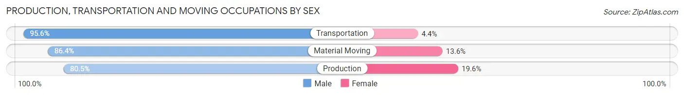 Production, Transportation and Moving Occupations by Sex in Zip Code 56097