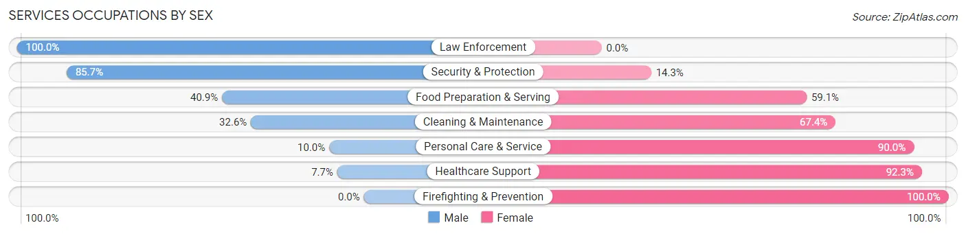 Services Occupations by Sex in Zip Code 56098